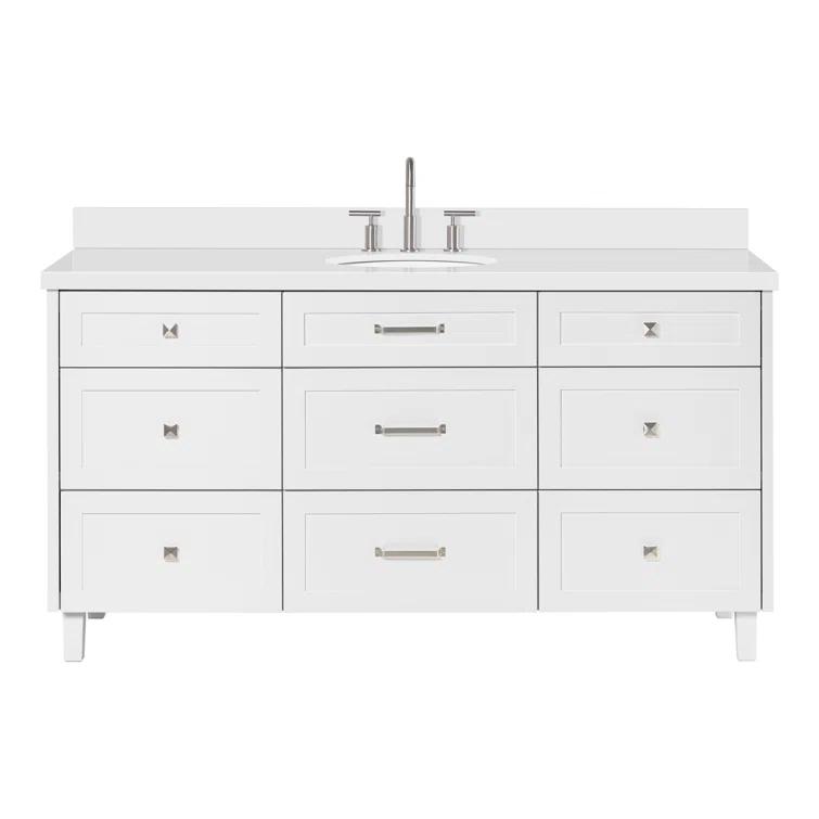 Ariel Monrow 67 Inch Single Oval Sink Bathroom Vanity With Pure White Quartz Countertop