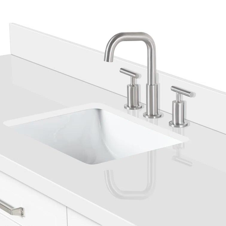 Ariel Monroe 67 Inch Single Rectangular Sink Bathroom Vanity With Pure White Quartz Countertop