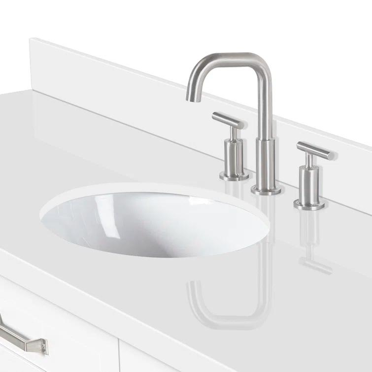 Ariel Monrow 67 Inch Single Oval Sink Bathroom Vanity With Pure White Quartz Countertop