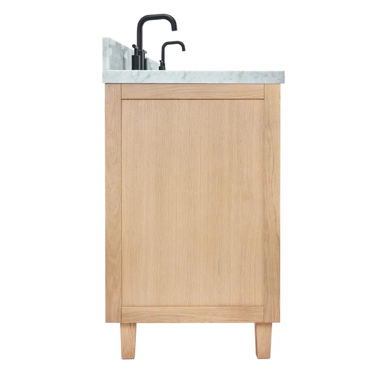 Ariel Monrow 67 Inch Double Oval Sink Bathroom Vanity With Italian Carrara Marble Countertop