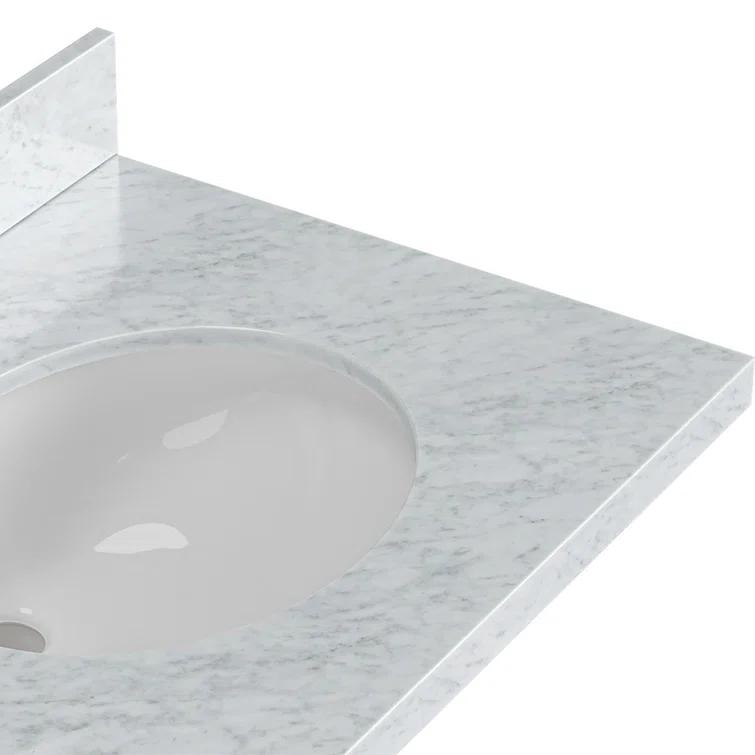 Ariel Monrow 67 Inch Double Oval Sink Bathroom Vanity With Italian Carrara Marble Countertop