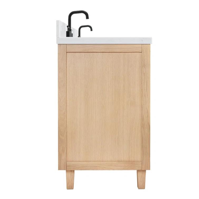 Ariel Monrow 66 Inch Double Oval Sink Bathroom Vanity With Carrara White Quartz Countertop