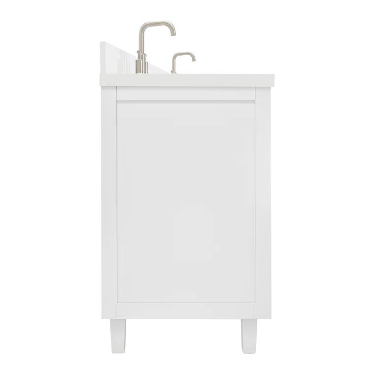 Ariel Monrow 67 Inch Double Oval Sink Bathroom Vanity With Pure White Quartz Countertop