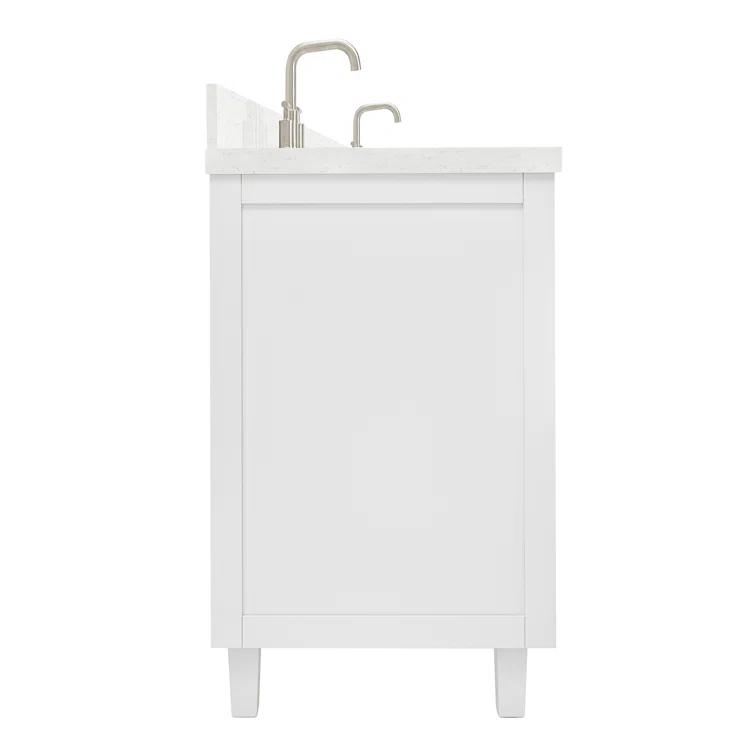 Ariel Monrow 66 Inch Double Oval Sink Bathroom Vanity With Carrara White Quartz Countertop