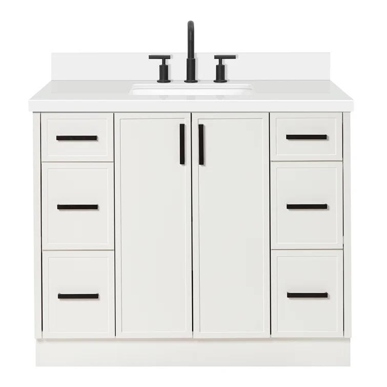 Ariel Kelly 43 Inch Single Rectangular Sink Bathroom Vanity With Quartz Countertop
