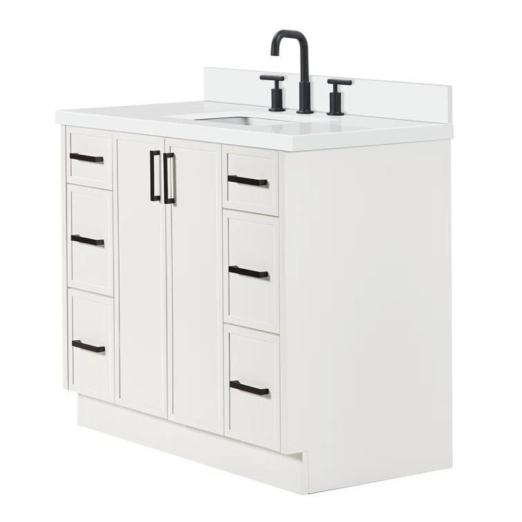 Ariel Kelly 43 Inch Single Rectangular Sink Bathroom Vanity With Quartz Countertop