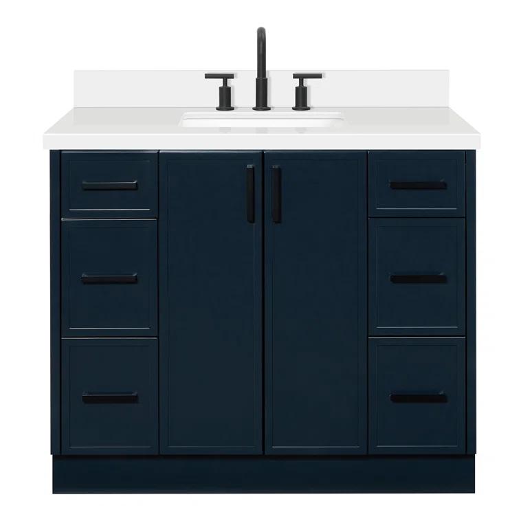 Ariel Kelly 43 Inch Single Rectangular Sink Bathroom Vanity With Quartz Countertop