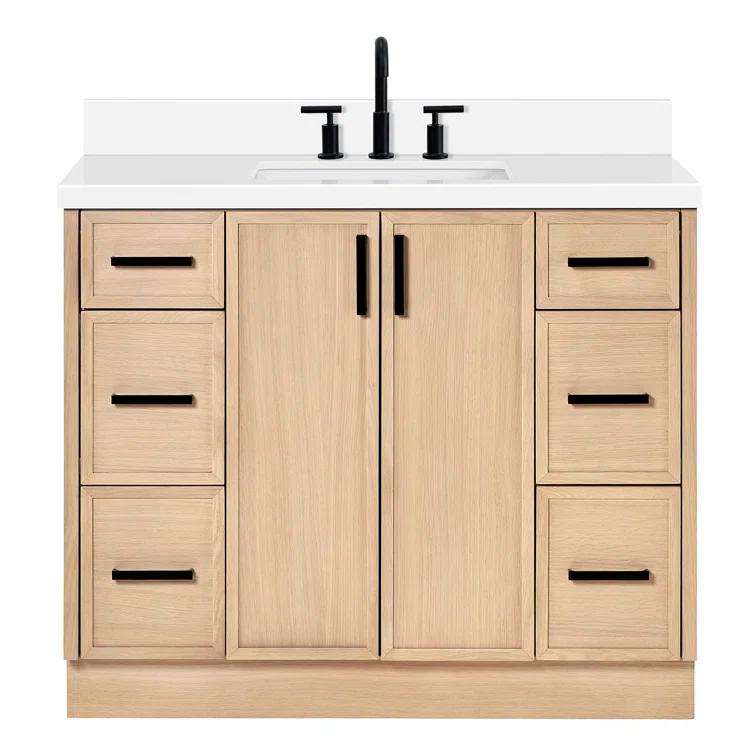 Ariel Kelly 43 Inch Single Rectangular Sink Bathroom Vanity With Quartz Countertop