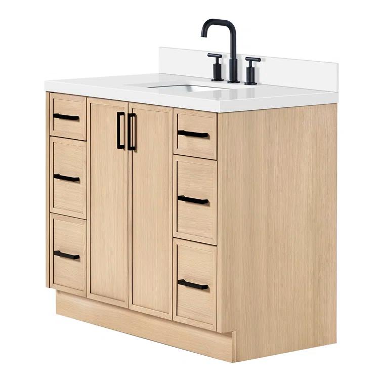 Ariel Kelly 43 Inch Single Rectangular Sink Bathroom Vanity With Quartz Countertop