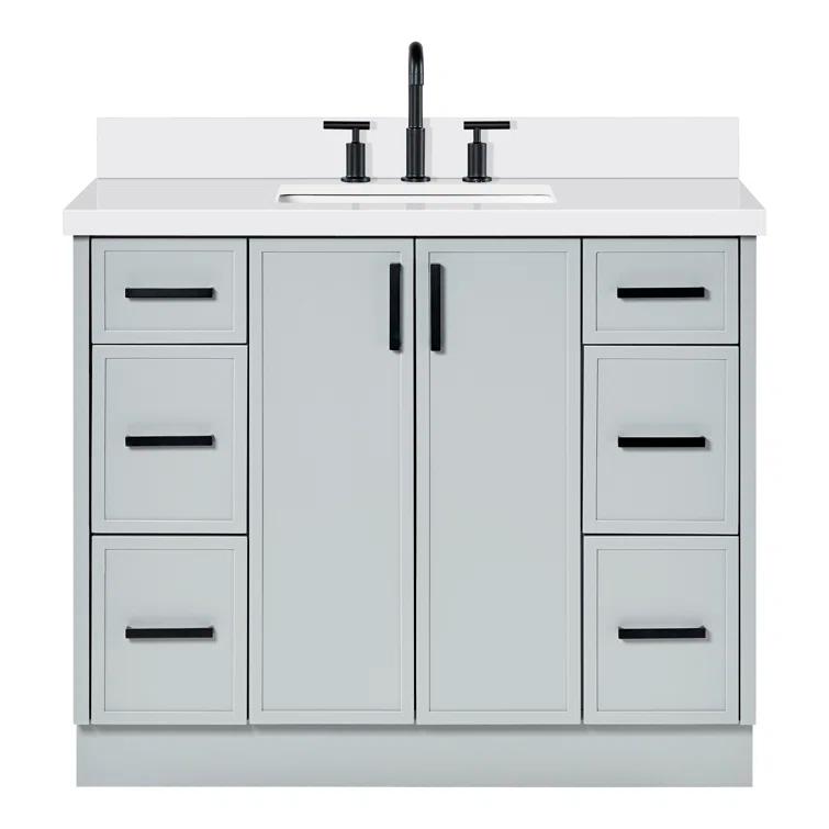 Ariel Kelly 43 Inch Single Rectangular Sink Bathroom Vanity With Quartz Countertop