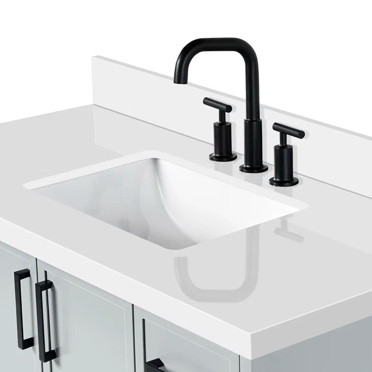 Ariel Kelly 43 Inch Single Rectangular Sink Bathroom Vanity With Quartz Countertop
