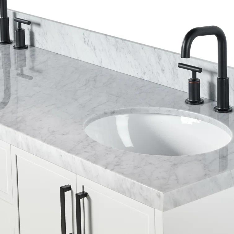 Ariel Kellie 67 Inch Double Oval Sink Bathroom Vanity With Italian Carrara Marble Countertop