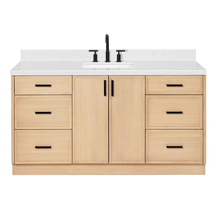 Ariel Kelly 66 Inch Single Rectangular Sink Bathroom Vanity With Carrara Quartz Countertop
