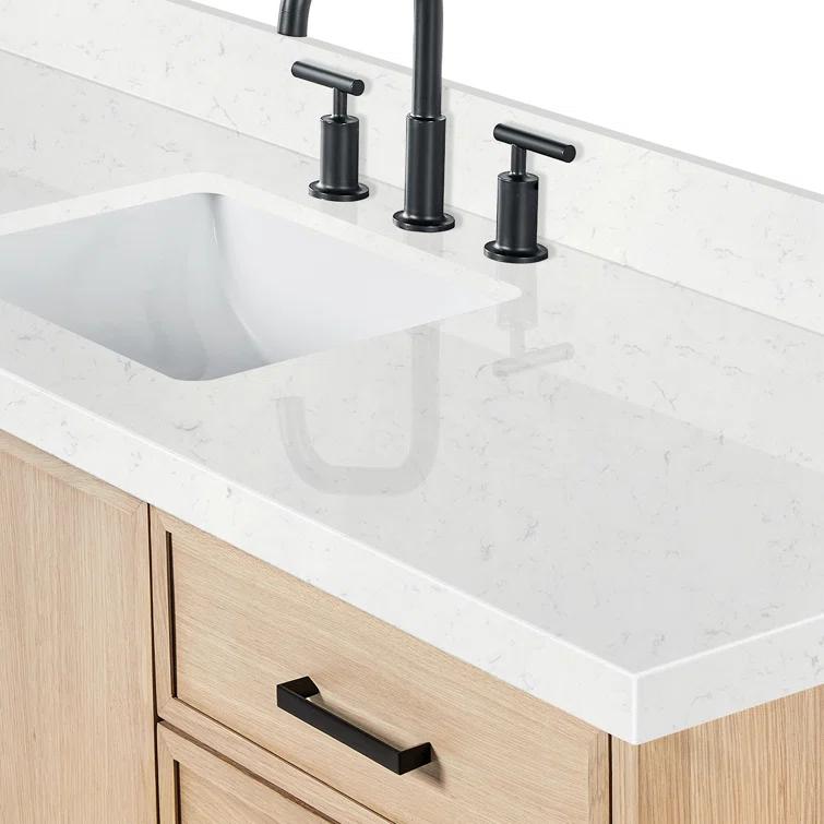Ariel Kelly 66 Inch Single Rectangular Sink Bathroom Vanity With Carrara Quartz Countertop
