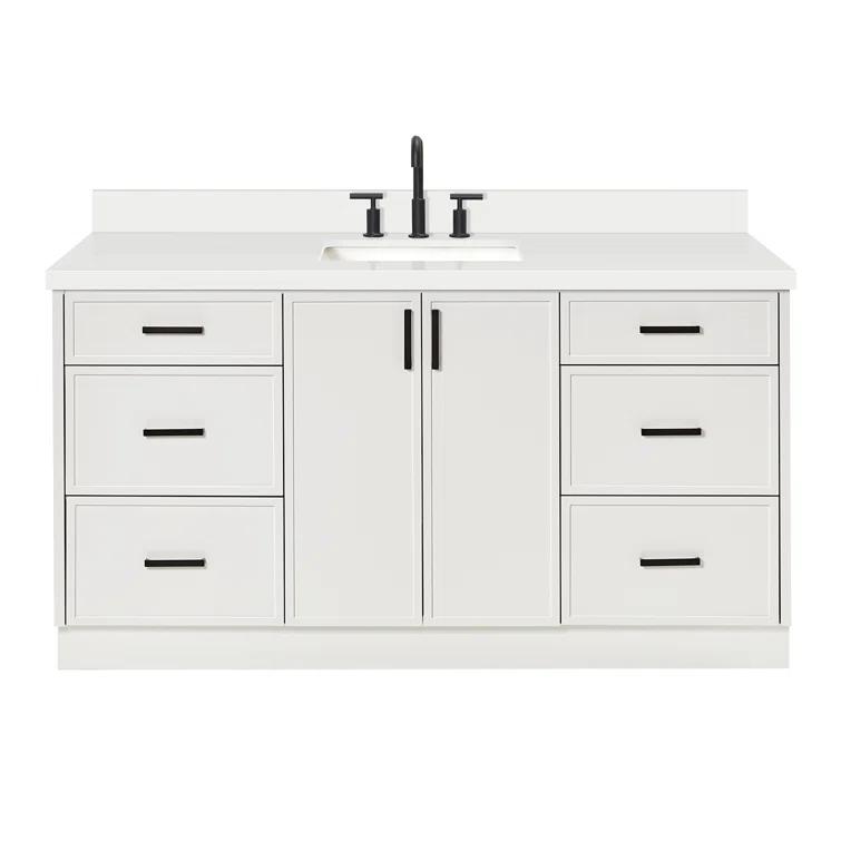 Ariel Kelly 67 Inch Single Rectangular Sink Bathroom Vanity With Pure Quartz Countertop