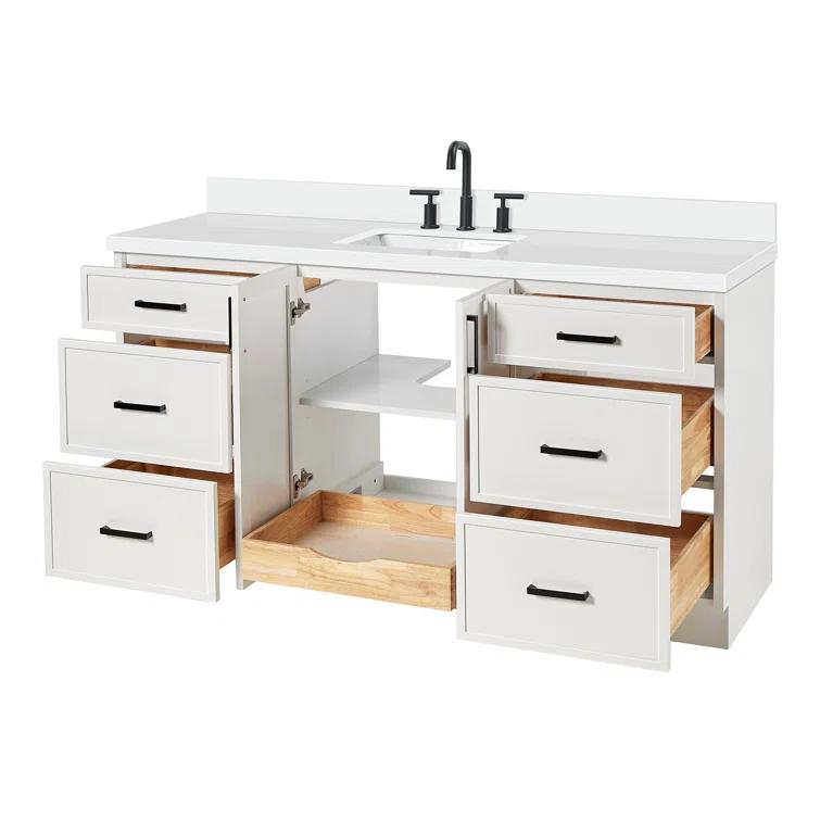 Ariel Kelly 67 Inch Single Rectangular Sink Bathroom Vanity With Pure Quartz Countertop