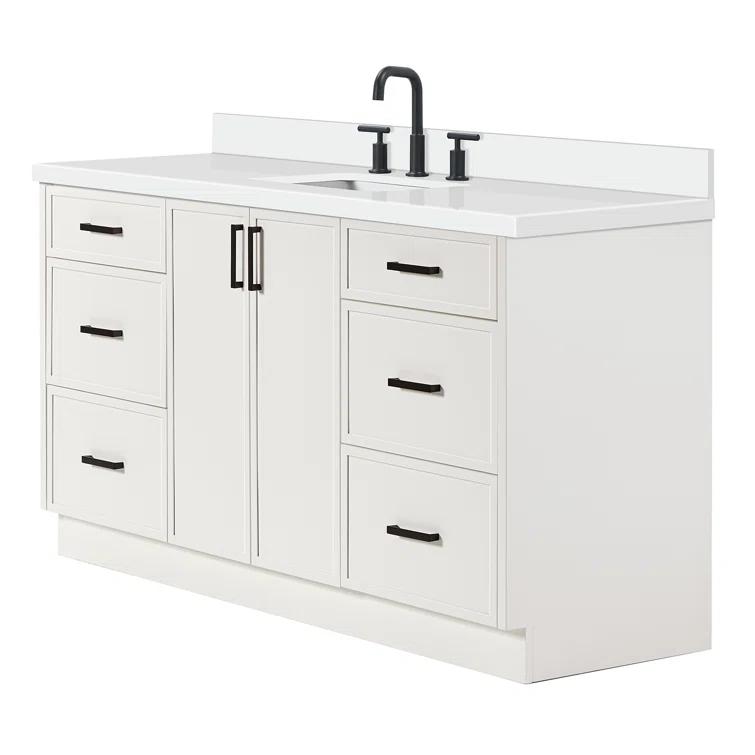 Ariel Kelly 67 Inch Single Rectangular Sink Bathroom Vanity With Pure Quartz Countertop