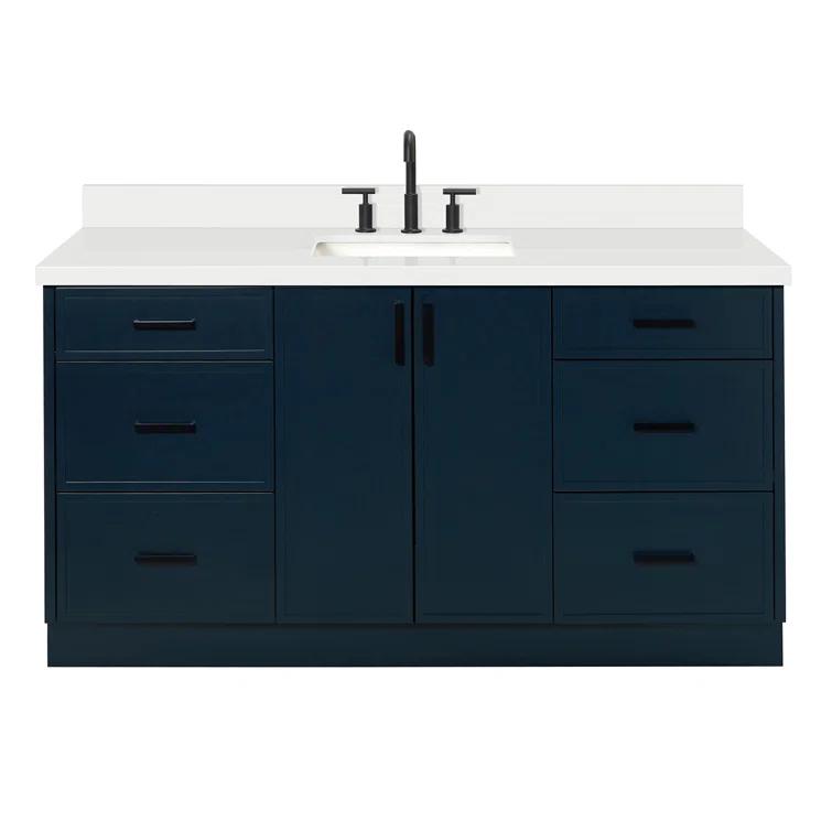 Ariel Kelly 67 Inch Single Rectangular Sink Bathroom Vanity With Pure Quartz Countertop