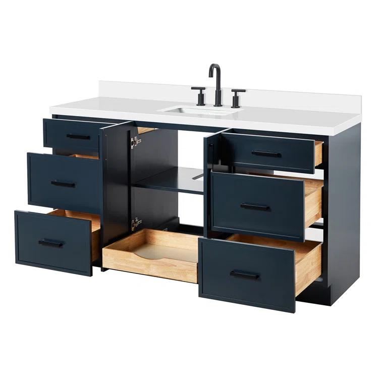 Ariel Kelly 67 Inch Single Rectangular Sink Bathroom Vanity With Pure Quartz Countertop