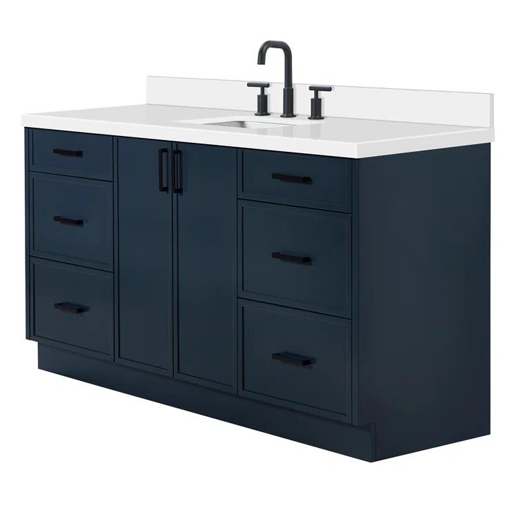 Ariel Kelly 67 Inch Single Rectangular Sink Bathroom Vanity With Pure Quartz Countertop