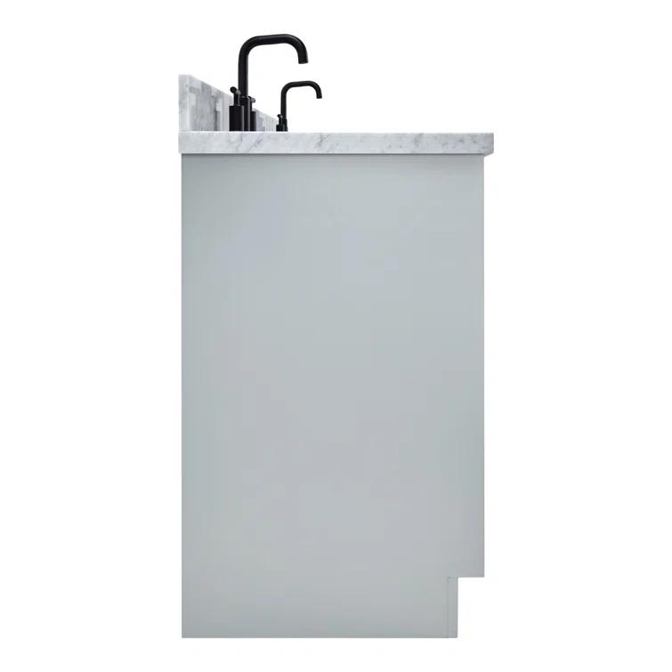 Ariel Kellie 67 Inch Double Oval Sink Bathroom Vanity With Italian Carrara Marble Countertop