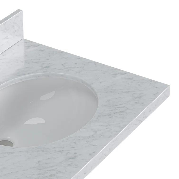 Ariel Kellie 67 Inch Double Oval Sink Bathroom Vanity With Italian Carrara Marble Countertop