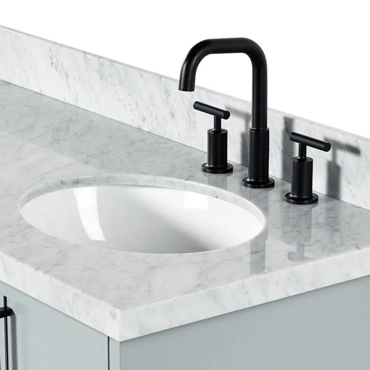 Ariel Kellie 67 Inch Double Oval Sink Bathroom Vanity With Italian Carrara Marble Countertop