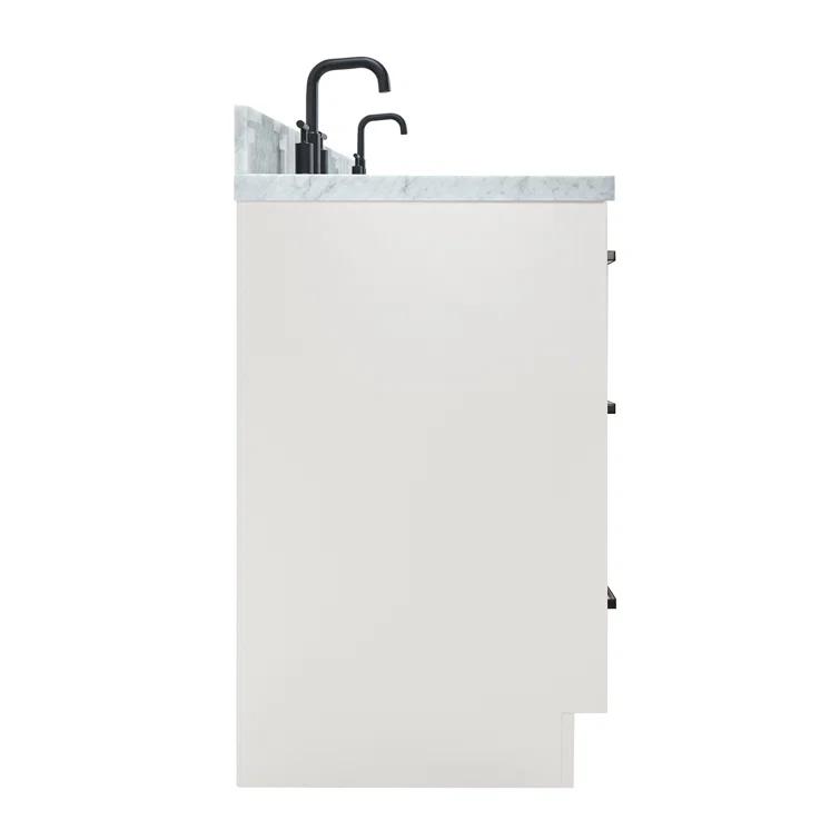 Ariel Kellie 67 Inch Double Oval Sink Bathroom Vanity With Italian Carrara Marble Countertop