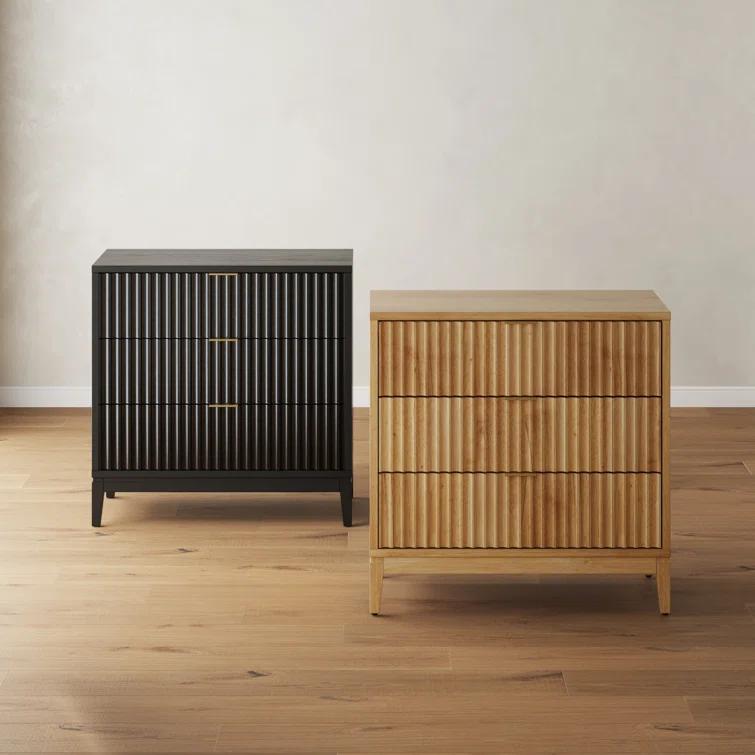 Nathan James 3-Drawer Dresser With Solid Wood Frame And Fluted Details