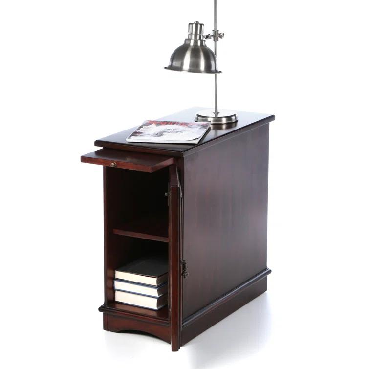Plantation Cherry Wood Rectangular Side Table with Storage