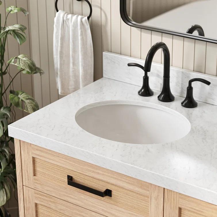 Ariel Monrow 67 Inch Double Oval Sink Bathroom Vanity With Italian Carrara Marble Countertop