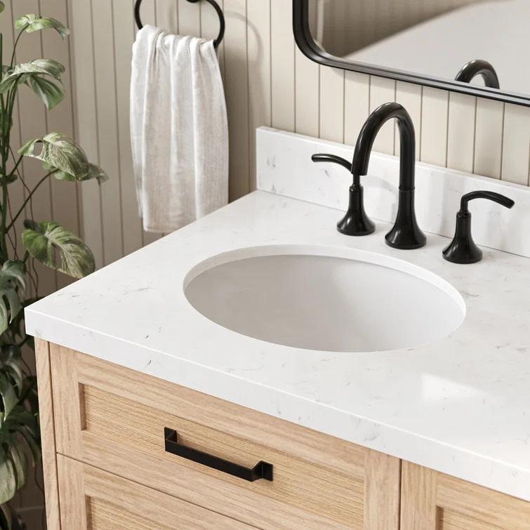 Ariel Monrow 66 Inch Double Oval Sink Bathroom Vanity With Carrara White Quartz Countertop
