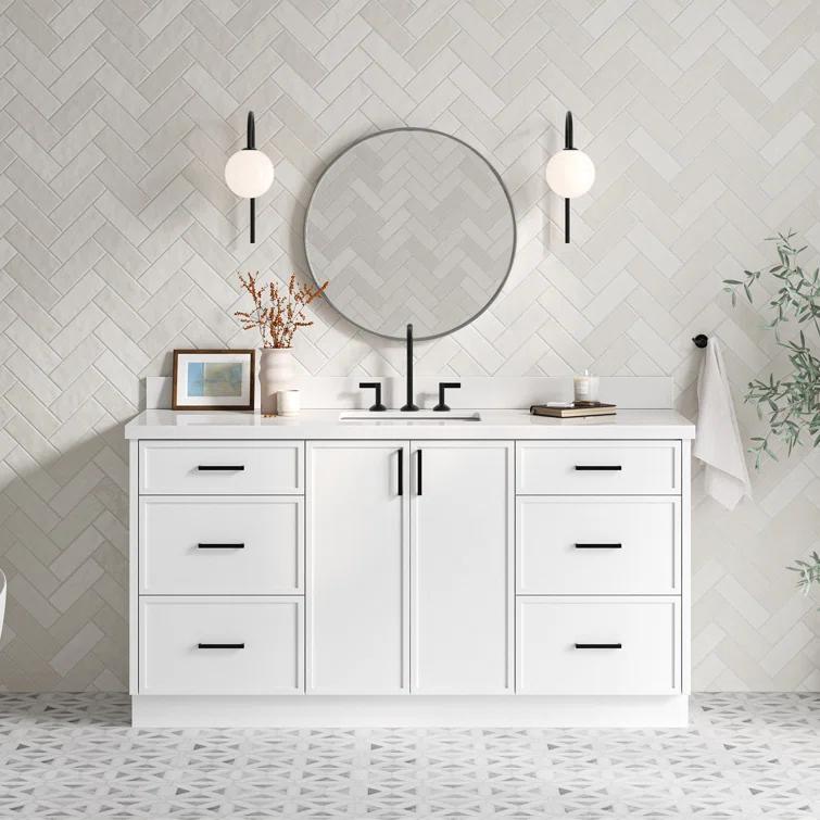 Ariel Kelly 67 Inch Single Rectangular Sink Bathroom Vanity With Pure Quartz Countertop