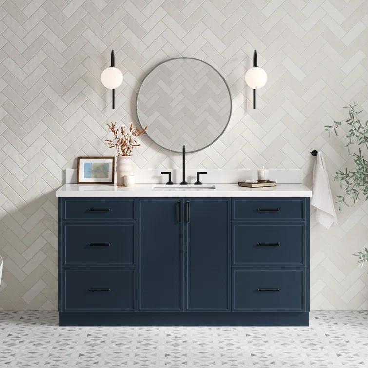 Ariel Kelly 67 Inch Single Rectangular Sink Bathroom Vanity With Pure Quartz Countertop