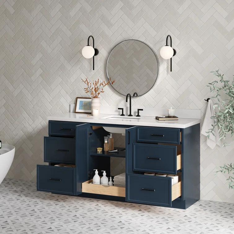 Ariel Kelly 67 Inch Single Rectangular Sink Bathroom Vanity With Pure Quartz Countertop
