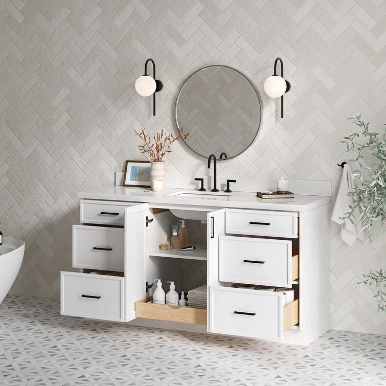 Ariel Kelly 67 Inch Single Rectangular Sink Bathroom Vanity With Pure Quartz Countertop