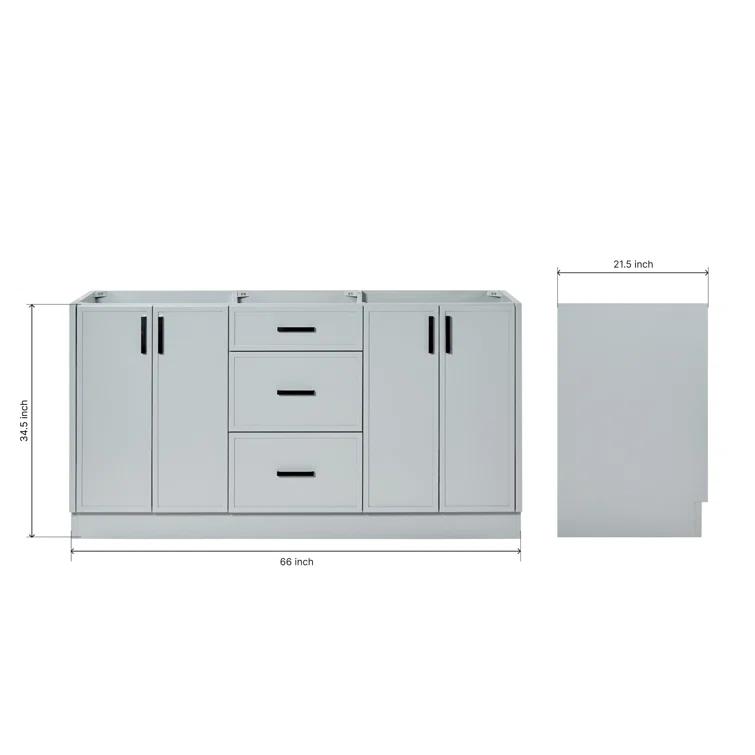 Ariel Kelley 66 Inch Double Sink Base Cabinet In Oak