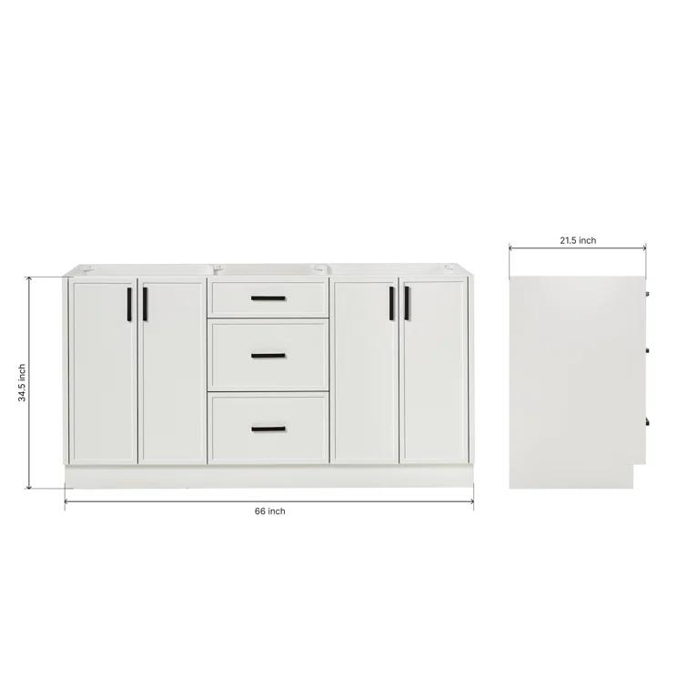 Ariel Kelley 66 Inch Double Sink Base Cabinet In Oak