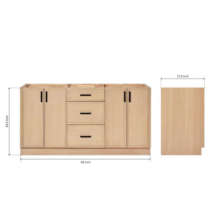 Ariel Kelley 66 Inch Double Sink Base Cabinet In Oak