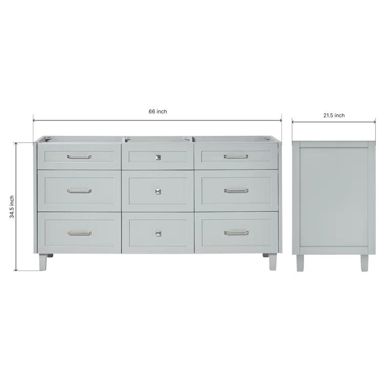 Ariel Monreau 66 Inch Double Sink Base Cabinet In Midnight Blue