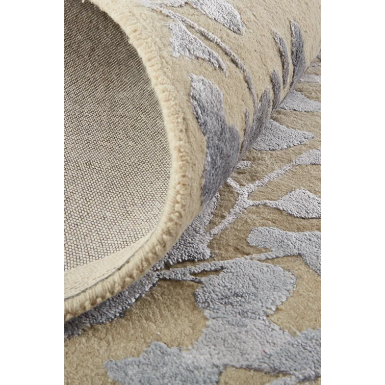 Khalo Floral Handmade Tufted Latte Tan Area Rug
