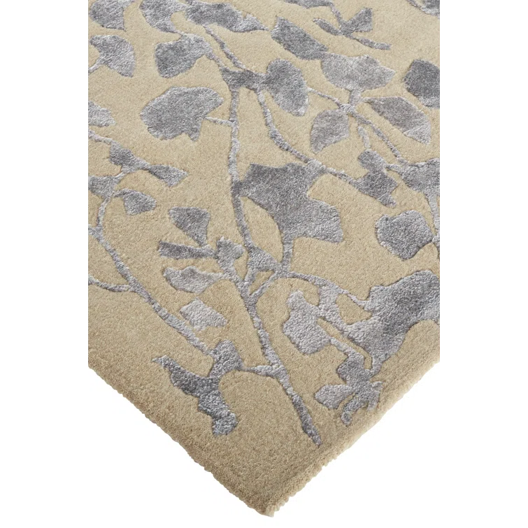 Khalo Floral Handmade Tufted Latte Tan Area Rug