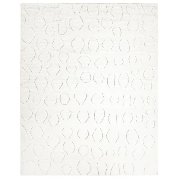 Abstract Area Rug in Ivory/Black