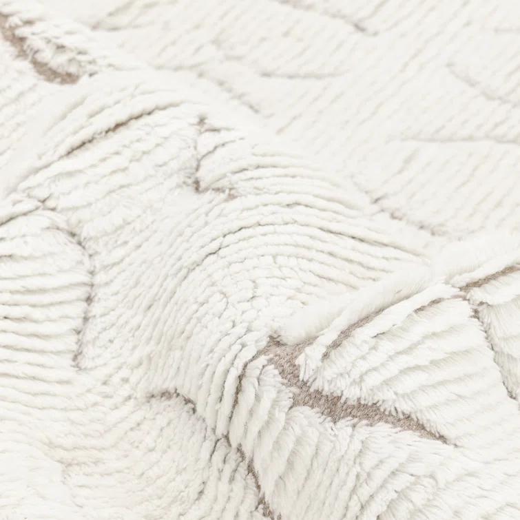 Abstract Area Rug in Ivory/Black
