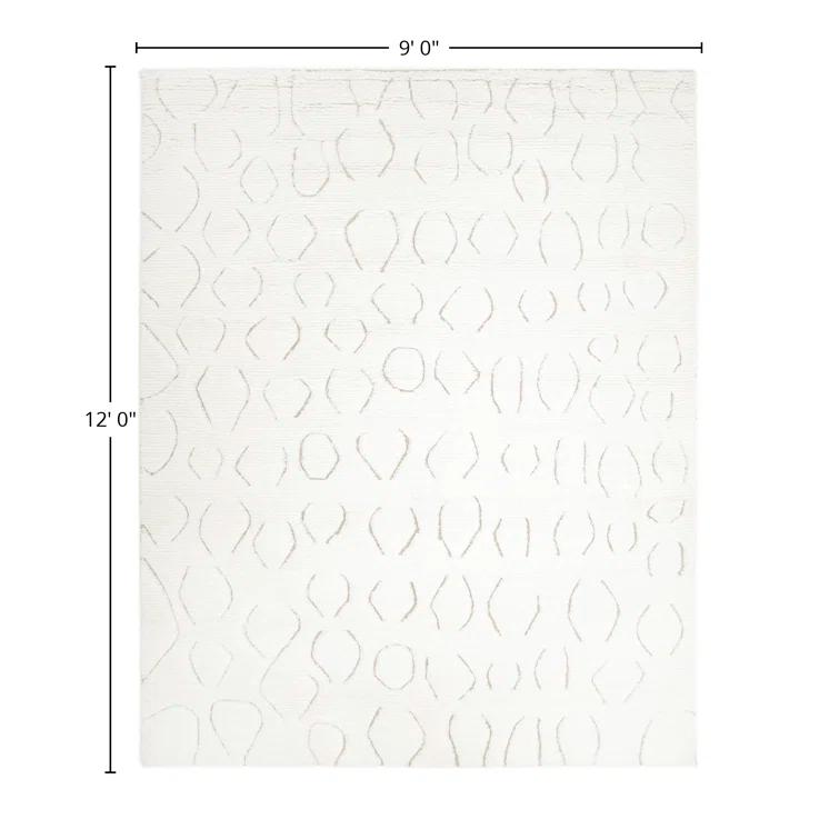 Abstract Area Rug in Ivory/Black