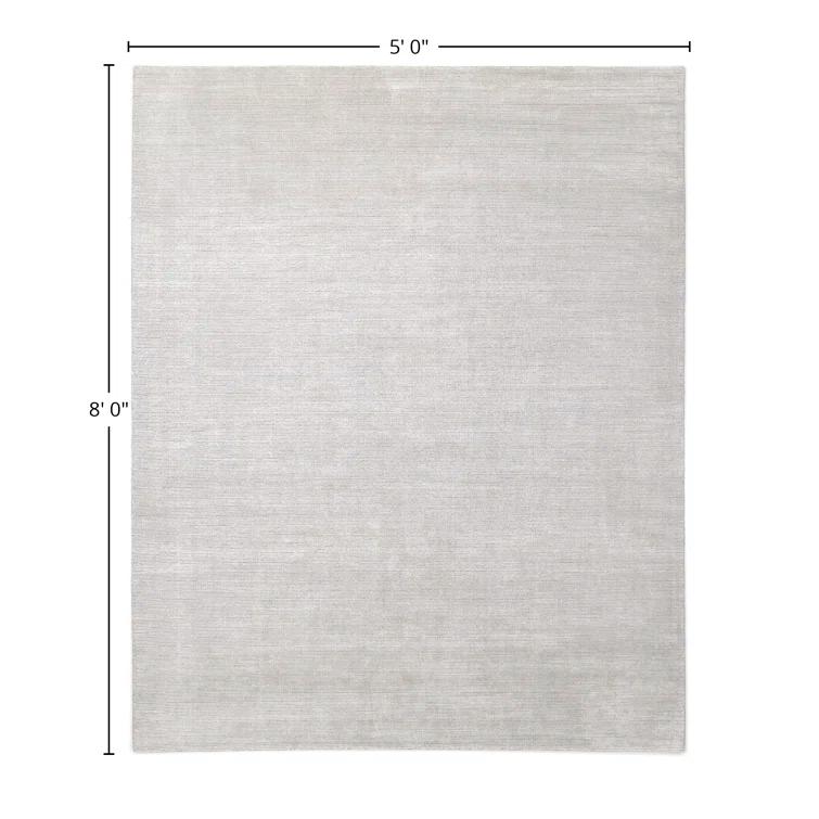 Gray Hand-Knotted Wool and Viscose Area Rug 8' x 10'