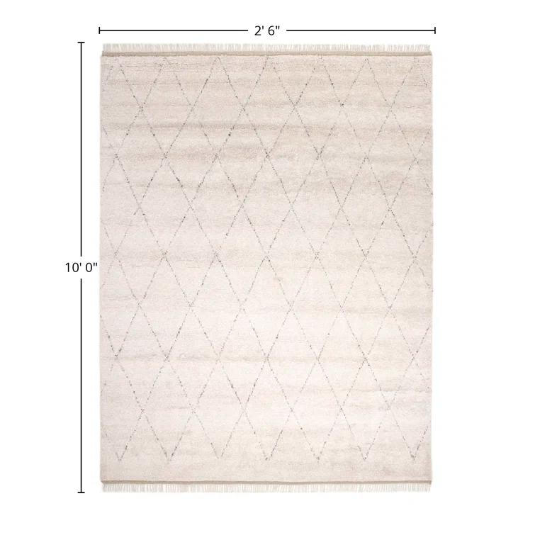 Ferra Hand-Knotted Wool-Blend Moroccan Style Shag Rug - 2'6" x 10' Runner
