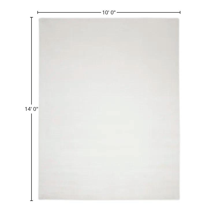 Elegant Handmade Ivory Stripe Wool & Viscose 10' x 14' Area Rug