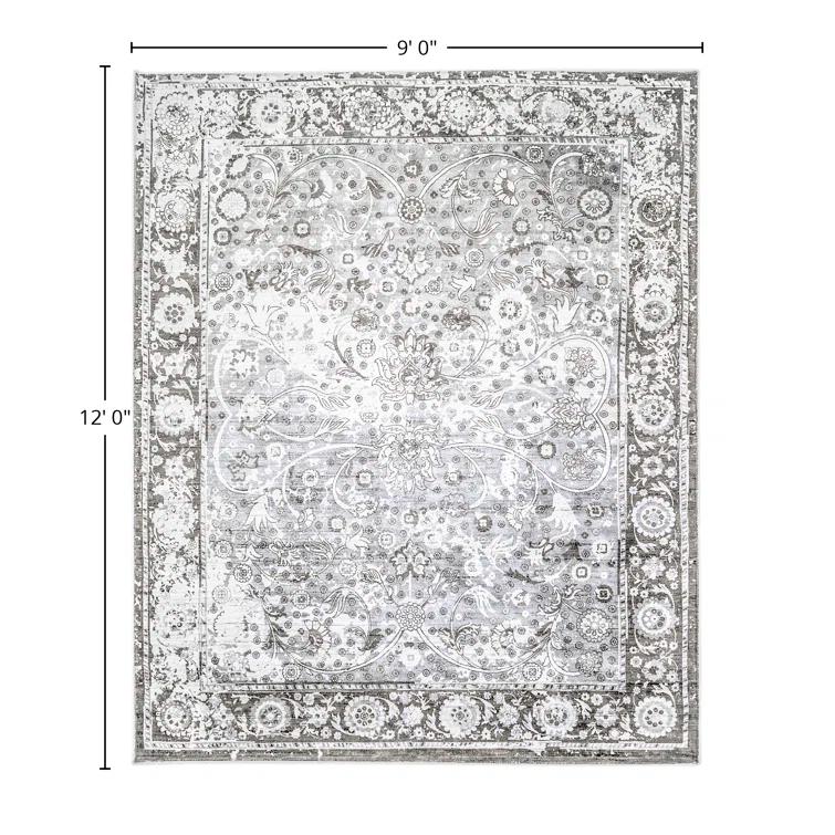 Elegant Bone Viscose 9' x 12' Hand-Knotted Transitional Area Rug
