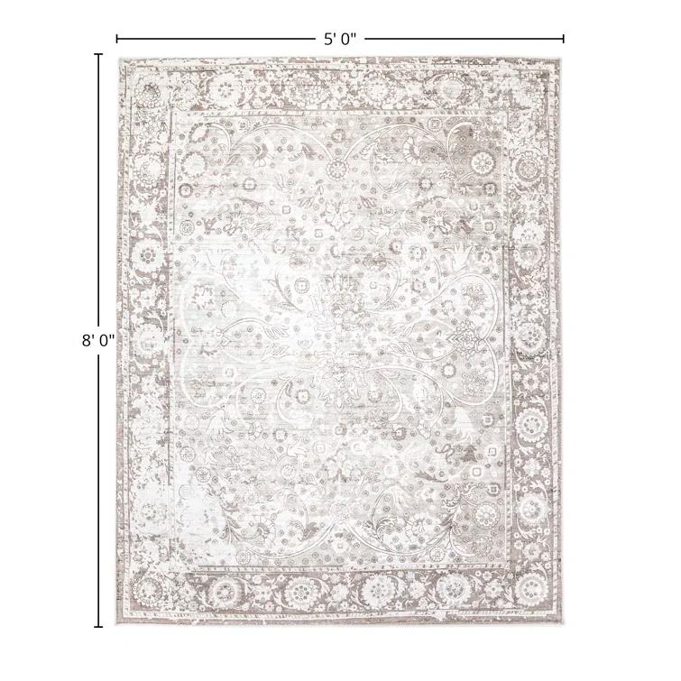 Wellington Hand Knotted Silk Oriental Area Rug in Mist
